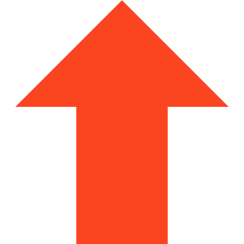 A graphic image of a large red arrow pointing upwards.