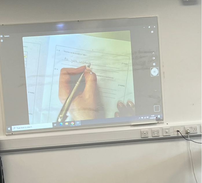 An interactive whiteboard with a video