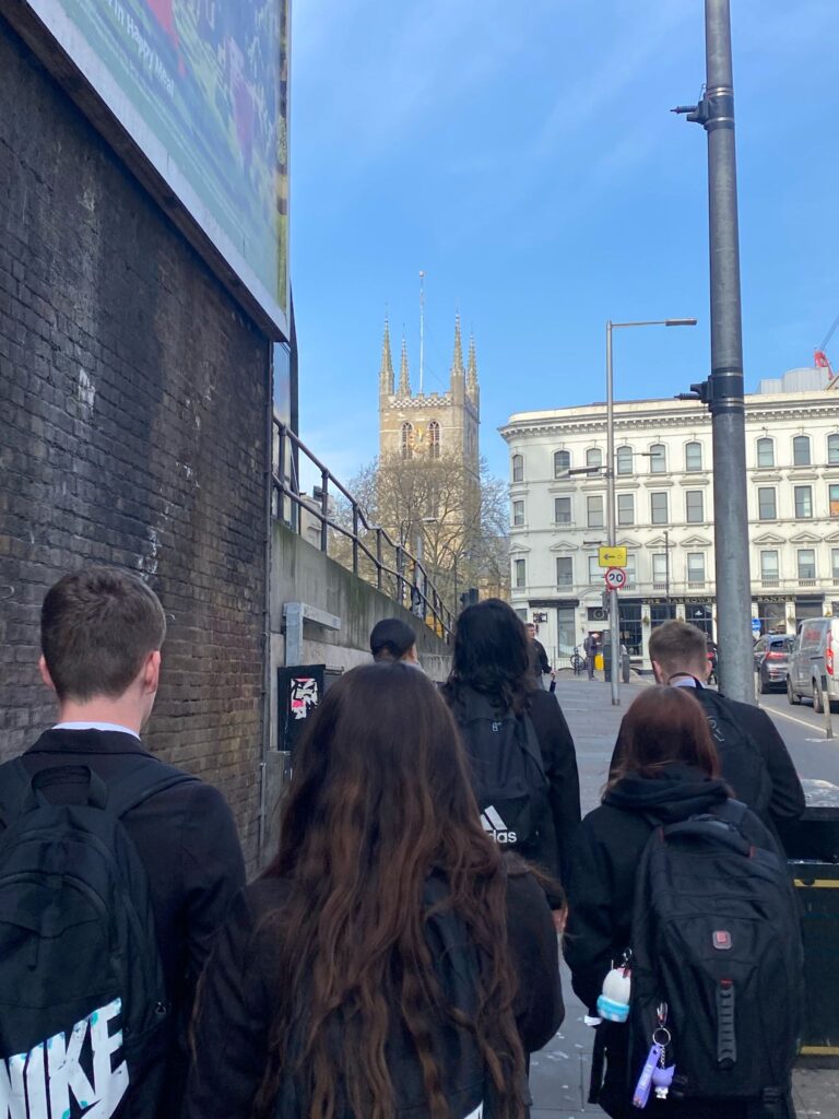 Students walking on a street