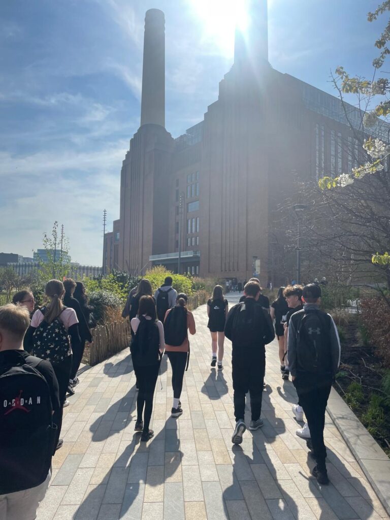 Students outside Battersea Power Station