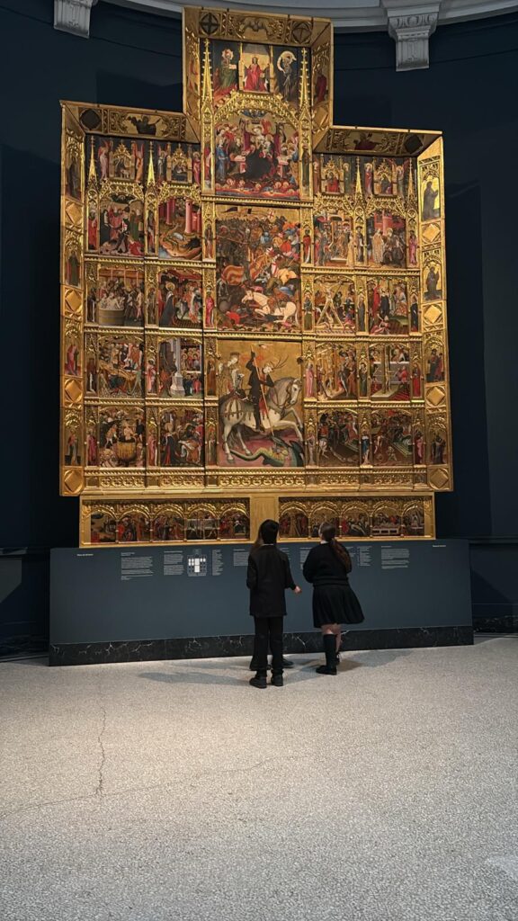 Student in an art gallery