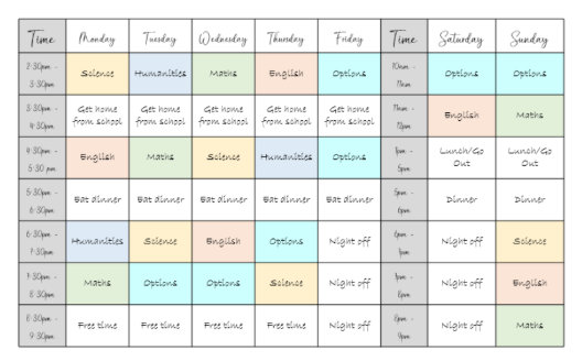 timetable example