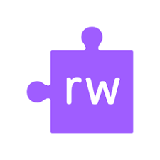 A simple, square purple puzzle piece logo with a missing connection on the left side. The white letters "rw" are centered on the puzzle piece. This is the logo for the Read&Write software